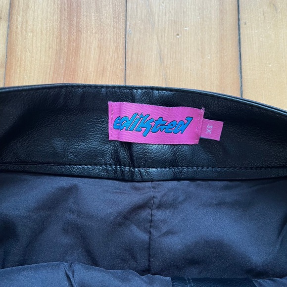 Edikted Black Faux Leather Mini Skirt XS Vegan Leather 5-Pocket Moto Style - Picture 3 of 11